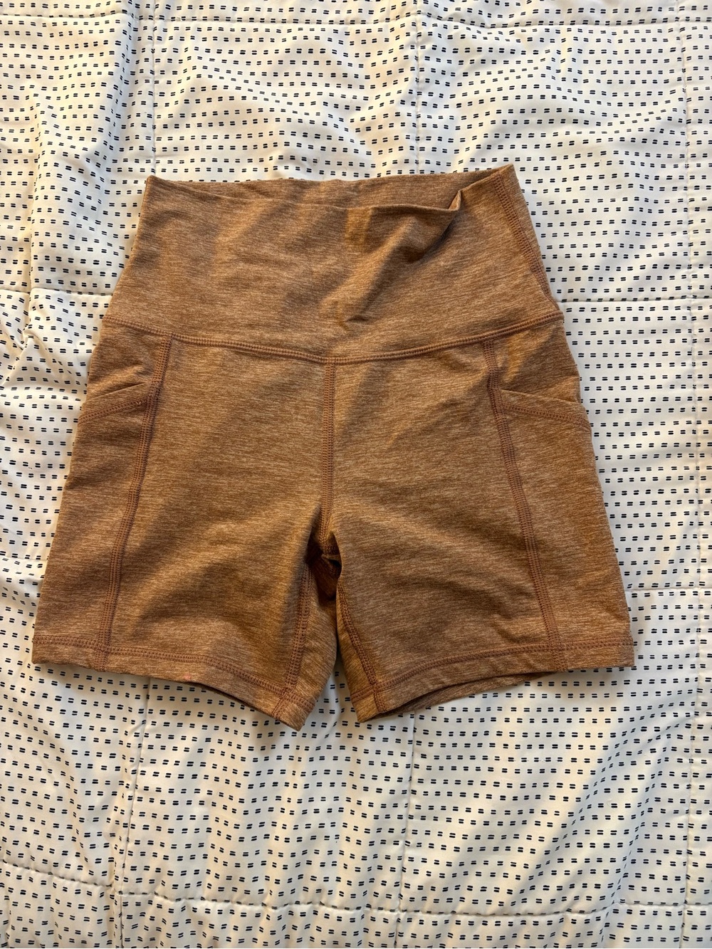aerie High-Rise Athletic Bike Shorts in Brown/Burnt orange Heather